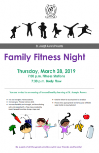 Family Fitness Night:  March 28, 7-8pm