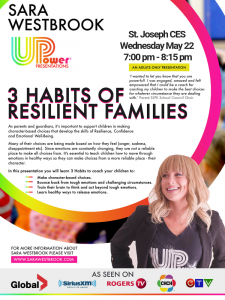 Sara Westbrook presents ‘3 Habits of Resilient Families’ May 22 at 7pm